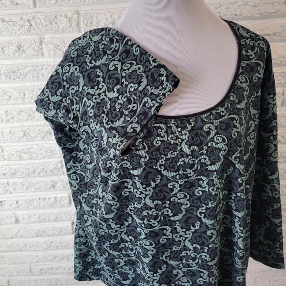 Apostrophe Womens Top 24W 26W Plus 3/4 Sleeve Blue Abstract Comfy GEO46E - Picture 5 of 9